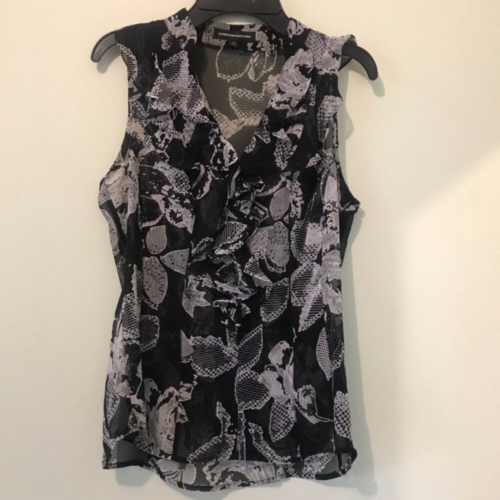 Express XS floral ruffle sleeve tank blouse top